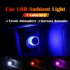 โคมไฟ LED RGB ไร้สาย 7 สี ชาร์จ USB สําหรับตกแต่งภายในรถยนต์