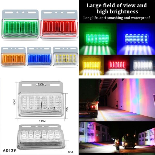 ไฟเลี้ยว Led 6 ดวง 12V 24V สําหรับติดด้านข้างรถบรรทุก รถพ่วง 1 ชิ้น