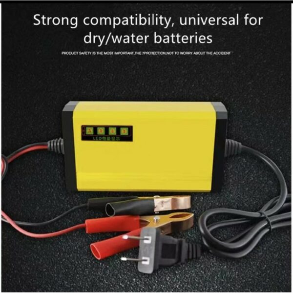 พร้อมคู่มือภาษาไทย (สีเหลือง) เครื่องชาร์จ 12V อัจฉริยะและซ่อมแบตเตอรี่รถยนต์ Pulse Repair Charger 12V 4-100Ah