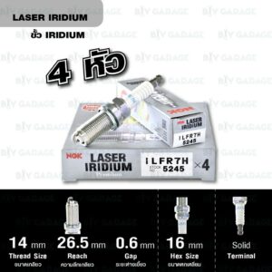 NGK หัวเทียน LASER IRIDIUM ILFR7H 4 หัว ใช้กับรถยนต์ Mitsubishi Evolution-IX  2.0L [ CT9A ] เครื่อง 4G63 - Made in Japan