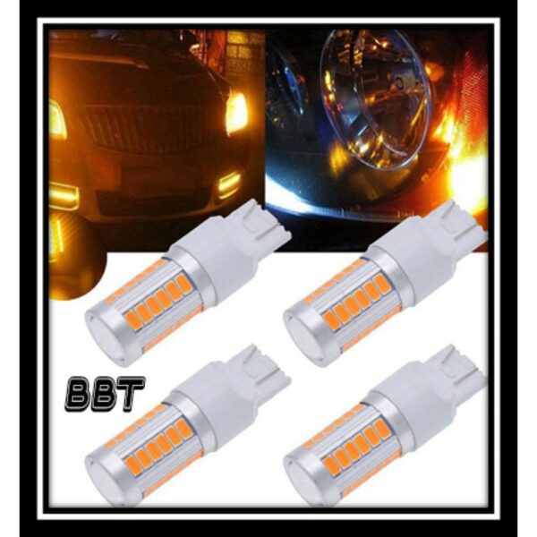 BBT  ไฟเลี้ยวกระพริบเร็วสีส้ม 1 คู่ T20 Yellow ใส่คู่เดียวกระพริบรอบคัน LED 33 หลอดสีส้ม ขั้วเสียบ ใส่เเทนหลอดเดิม T20Y