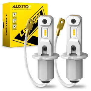 Auxito หลอดไฟตัดหมอก LED H3 3000K 6500K DRL สว่างมาก สีเหลือง สีขาว สําหรับรถยนต์ 2 ชิ้น