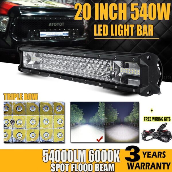 หลอดไฟ สปอร์ตไลท์ led รถยนต์ รถ บรรทุก 540 W 20 " Cree Chips ไฟ Led Light Bar 12V 24V สําหรับติดรถออฟโรด With Free WIrING KITS