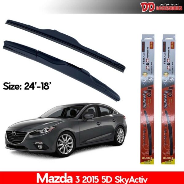 ที่ปัดน้ำฝน ใบปัดน้ำฝน ซิลิโคน ตรงรุ่น Mazda 3 2014 Skyactiv 4ประตู 5 ประตู ไซส์ 24-18 ยี่ห้อ Diamond กล่องแดง