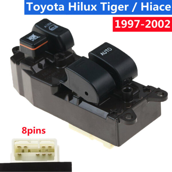 8pins สวิทช์กระจกไฟฟ้า สวิทช์กระจกประตู สวิทซ์ยกกระจก Toyota tiger Hilux Tiger 2ประตู 1997-2002 / FJ Cruiser 2007-2012 / Land Cruiser 1996-2008 / Tacoma 2ประตู2001-2011 /Hiace 1999-2005