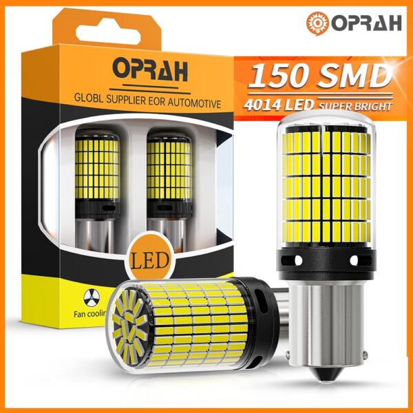 [OPRAH] หลอดไฟเบรกท้ายรถยนต์ LED 1156 BA15S P21W 1156 BAU15S PY21W 1157 Bay15d P21-5W T20 7440 W21W 7443 W21-5W 4014 150SMD 2 ชิ้น