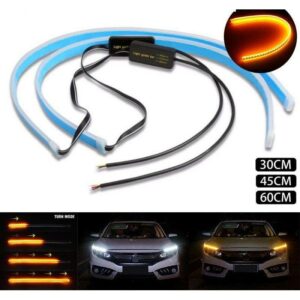 DRL LED 30 ซม.รถสีขาว-เหลือง DRL LED กลางวันไฟเดย์ไลท์ Auto โคมไฟลำดับสีขาวไฟเลี้ยวสีเหลืองท่องเที่ยวแถบไฟหน้ารถ