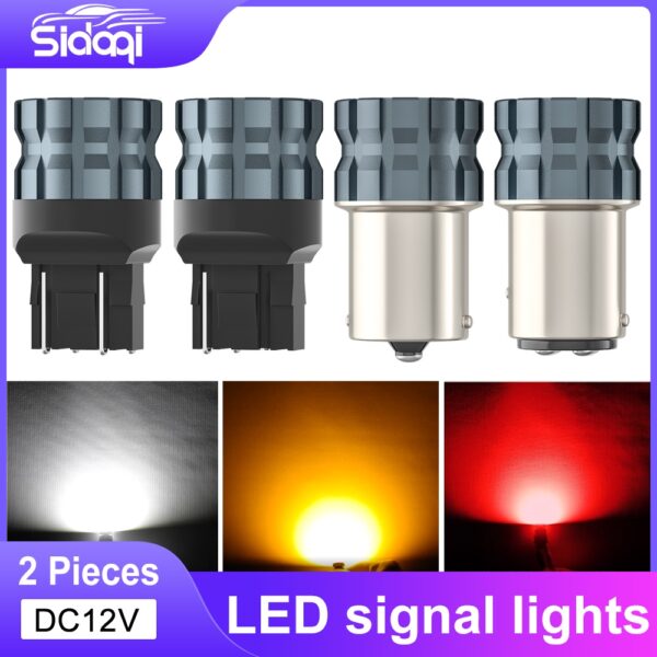 2 ชิ้น หลอดไฟท้ายรถยนต์ LED 1156 1157 หลอดไฟเลี้ยว ไฟเบรค T20 P21W 7440 7443 BAU15S DC12V