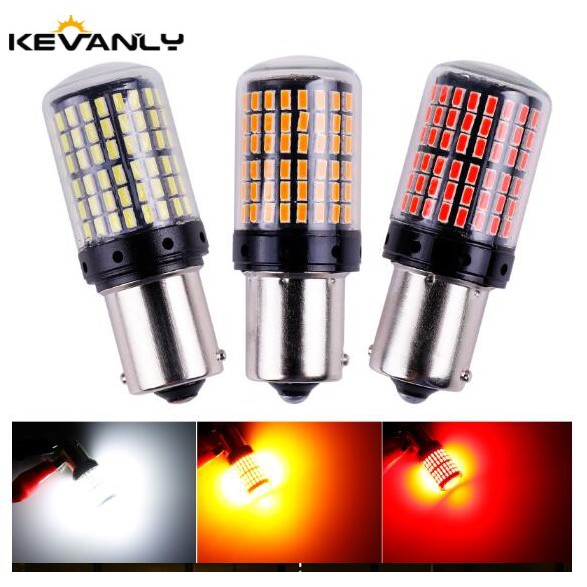 หลอดไฟเลี้ยว หลอดไฟ LED สำหรับติดรถยนต์ 144 smd t20 w21w 7440 1156 ba15s bau15s p21w 2 ชิ้น