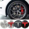 สติกเกอร์ติดขอบดุมล้อรถยนต์ 56 มม. อุปกรณ์เสริม สําหรับ Tesla Logo Model 3 Model S Roadster Cybertuck Model X Model Y