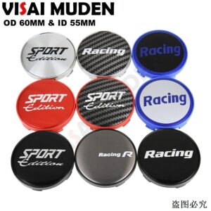 1ชุด/4ชิ้น OD 60มม/ID 55มม ฝาครอบดุมล้อSPORT โลโก้ RACINGฝาครอบดุมล้อรถเก๋งสีดำ/สีเงิน/สีแดง/สีน้ำเงิน