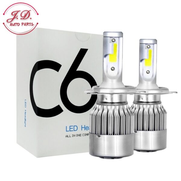 จัดส่ง 24 ชั่วโมง 1คู่ ไฟหน้ารถยนต์ C6 LED แสงสีขาว H1 H3 H4 H7 H11 9005 9006 36W 6000K