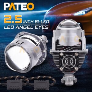 เลนส์โปรเจคเตอร์ 75W Bi-LED 2.5 นิ้ว H4 H7 5000K H1 9005 9006 H11 LED Angel Eyes DRL สําหรับรถยนต์ รถจักรยานยนต์