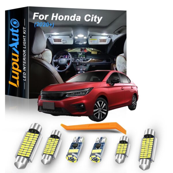 LupuAuto ไฟภายในรถยนต์สำหรับ Honda City SV SV 2020 2021 2022 Canbus หลอดไฟ LED ในร่มโดมแผนที่ไฟกระโปรงหลังชุดไฟอ่านหนังสือสีขาวน้ำเงิน