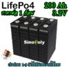 แบตลิเธียม Lifepo4 สีดำแถมฟรีบัสบาและ​น็อต Sinopoly 3.2v 200Ah คัดเกรดA พร้อมส่งในไทย(1ก้อน)