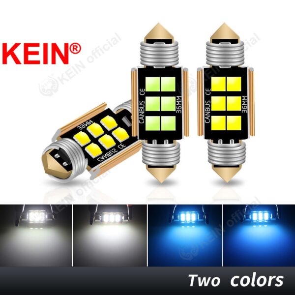 Kein Festoon หลอดไฟ Led 31 มม. 36 มม. 39 มม. 41 มม. C5W C3W C10W DC12V 6SMD 3030 พร้อมโปรเจคเตอร์ สําหรับติดป้ายทะเบียนรถยนต์