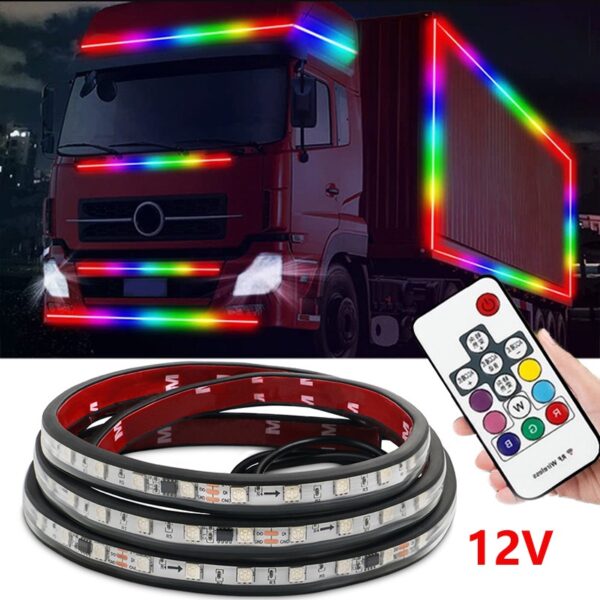 กรอบไฟกระพริบ LED RGB 12V สําหรับติดรถบรรทุก