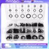 ยางโอริง 225pcs O-Ring Assortment Nitrile Rubber Washer Seals NBR Kit 18 Sizes in Black with a Re-Sealable Plastic Box