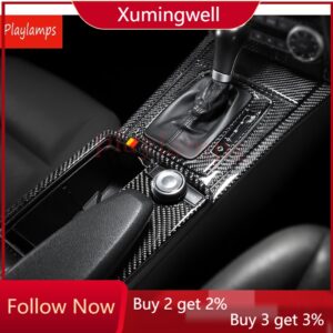 Xuming ฝาครอบคอนโซลกลางรถยนต์ คาร์บอนไฟเบอร์ สําหรับ Mercedes Benz C class W204 2008-2010