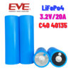 แบตลิเธียมฟอตเฟต LiFePo4 40135 Eve C40 3.2V/20A 【หัวน๊อตและหัวนิกเกิล】 แบต 3.2V/20A สำหรับรถไฟฟ้า โซล่าเซลล์ หรืออื่นๆ