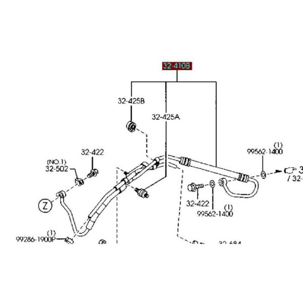 ท่อเพาเวอร์ ( แรงดัน ) Mazda3 Gen1 เครื่องยนต์ 2.0 cc ( Mazda แท้ศูนย์ 100% ) เกียร์ Auto