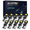 Auxito แคนบัส LED T10 W5W สีขาว สําหรับไฟอ่านหนังสือภายในรถยนต์ 2835 SMD 6000K 10 ชิ้น