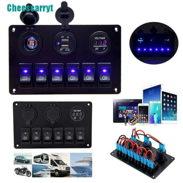 【Cheesearryt】แผงสวิตช์ควบคุมไฟ Led 6 ช่อง สําหรับรถยนต์ เรือ รถบรรทุก