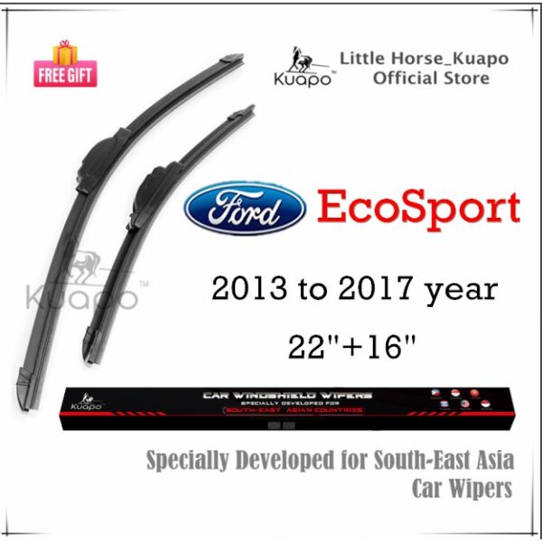 (Kuapo Quality) Ford Ecosport ชุดใบปัดน้ําฝน ซิลิโคน สําหรับ 2013 to 2017 model ECO SPORT Car Window Wipers (แบบกล้วย 2 ชิ้น) โดย Kuapo wifer