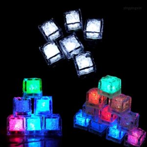 YIN 12pcs/box LED Luminous Ice Cubes Lamp Induction Automatic Glowing Colorful Flashing Light for Wedding Birthday Party Bar Decoration Lamp