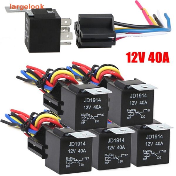 [largelook] Waterproof Automotive Relay 12V 5Pin 40A Car Relay 12V 5Pin With Relay Socket