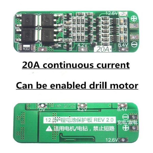 BMS 3S 20A 18650 12.6V เซลล์ 64x20x3.4mm โมดูล PCB BMS บอร์ดป้องกันโมดูล