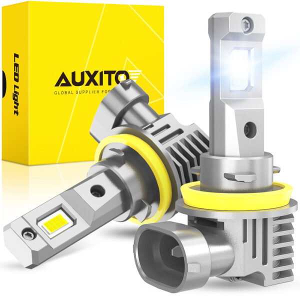 Auxito หลอดไฟตัดหมอก LED M6 16000LM 72W H11 HB3/9005 H4 6500k สีขาวเย็น H11/H16(JP) ปรับได้ แบบเปลี่ยน สําหรับรถยนต์ 2 ชิ้น