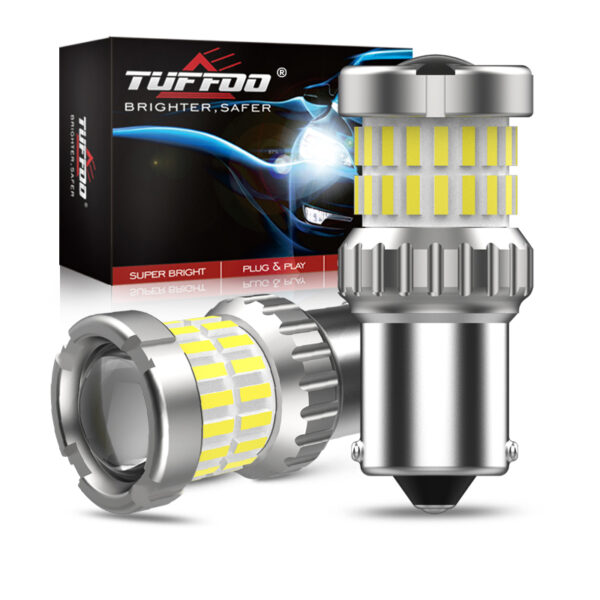 Tuffoo ไฟสัญญาณถอยหลัง LED DRL 1156 7506 BA15S P21W 6000K DC 12V สีขาว สําหรับรถยนต์ 2 ชิ้น