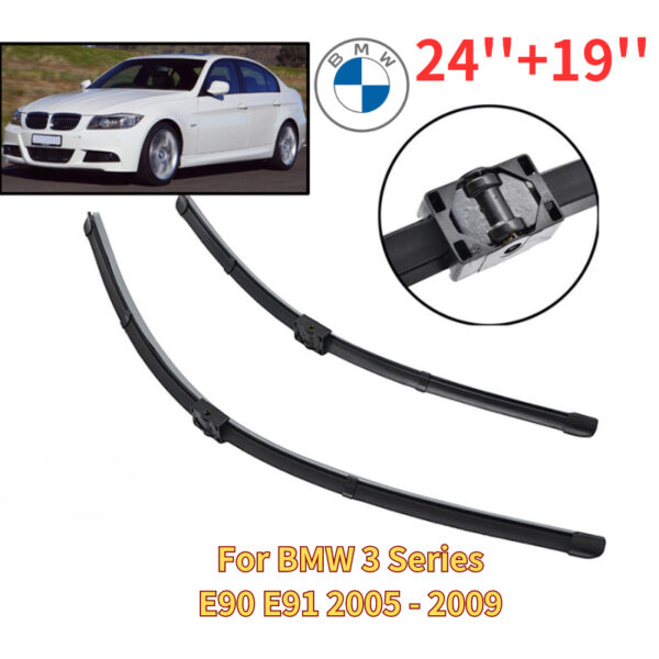 ชุดใบปัดน้ําฝนกระจกด้านหน้า สําหรับ BMW 316 318 320 E90 E91 2005-2009(24 นิ้ว +19 นิ้ว)