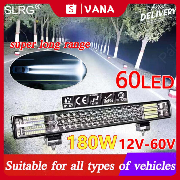 60LED 120W 12V-60V SLRG LED Light Bar Floodlight LED Light Bar สำหรับรถยนต์ SUV Off-แผนที่ทำงาน