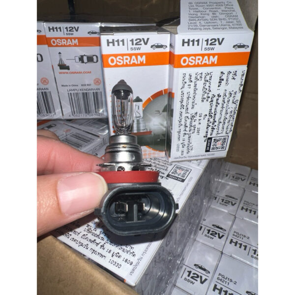 หลอดไฟรถยนต์ osram แท้ H11 12V 55w made in chaina นำเข้าโดยออสแรมไทยแลนส์ จำนวนหลอดเลือกตามตัวเลือกนะคะ